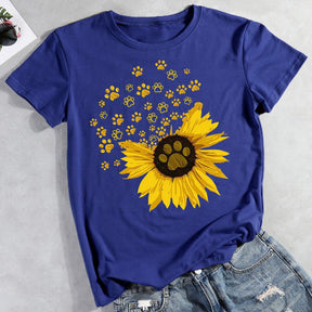 Sunflower dog paw Pet Animal Lover T-shirt Tee