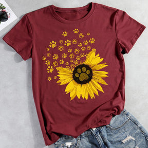 Sunflower dog paw Pet Animal Lover T-shirt Tee