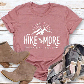 Hike more worry less Round Neck T-shirt