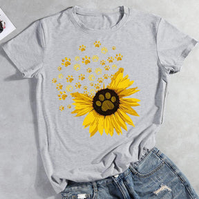 Sunflower dog paw Pet Animal Lover T-shirt Tee