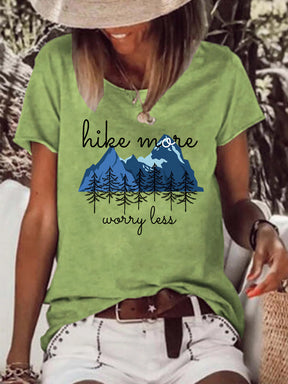 Hike More Worry Less Raw Hem Tee