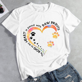 T-Shirt coeur patte de chien-012971 