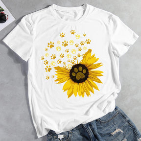 Sunflower dog paw Pet Animal Lover T-shirt Tee