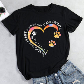 T-Shirt coeur patte de chien-012971 