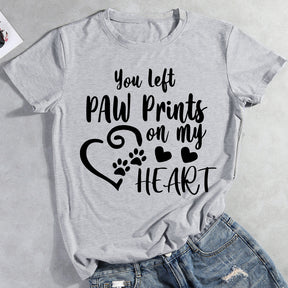 You Left Paw Prints On My Heart  T-shirt Tee