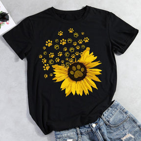 Sunflower dog paw Pet Animal Lover T-shirt Tee