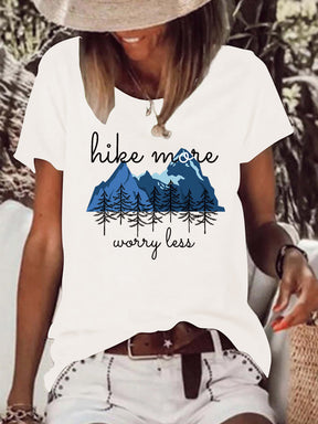 Hike More Worry Less Raw Hem Tee