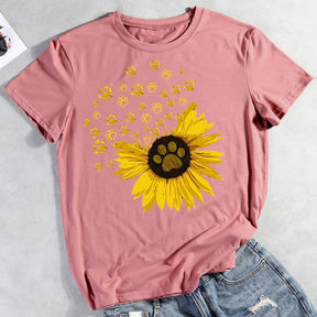 Sunflower dog paw Pet Animal Lover T-shirt Tee