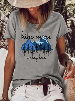 Hike More Worry Less Raw Hem Tee