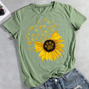 Sunflower dog paw Pet Animal Lover T-shirt Tee