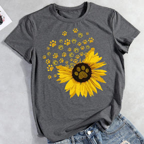 Sunflower dog paw Pet Animal Lover T-shirt Tee