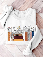 Cat Books Cat and Book Lover Flower Casual Print Sweatshirt