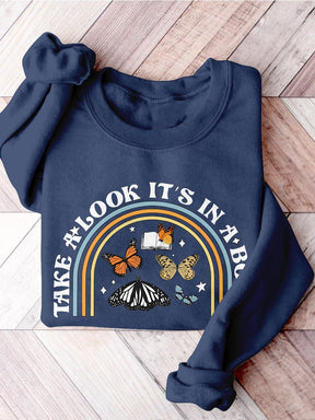 Take A Look, It's In A Book, Rainbow Funny Teacher Appreciation Print Casual Sweatshirt