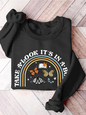 Take A Look, It's In A Book, Rainbow Funny Teacher Appreciation Print Casual Sweatshirt