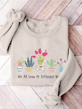 Teacher Kindergarten Primary School Floral Print Casual Sweatshirt