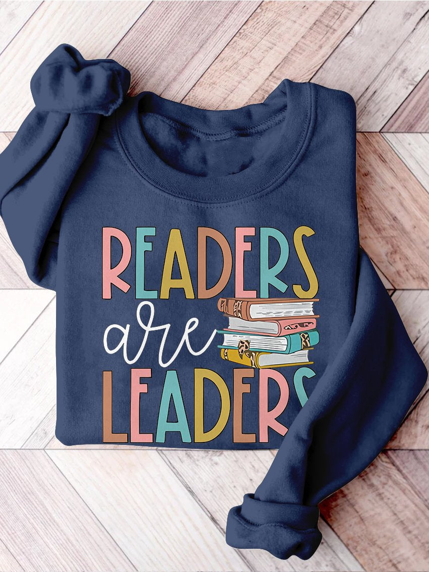 Reading Teacher Readers Are Leaders Casual Print Sweatshirt