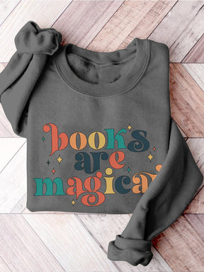 Books Are Magical Retro Teacher Casual Print Sweatshirt