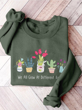 Teacher Kindergarten Primary School Floral Print Casual Sweatshirt