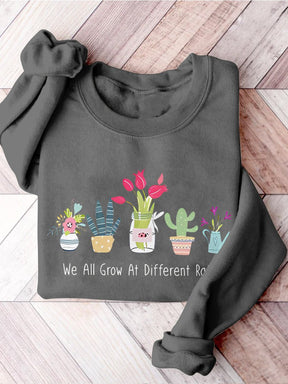 Teacher Kindergarten Primary School Floral Print Casual Sweatshirt