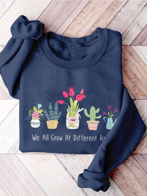 Teacher Kindergarten Primary School Floral Print Casual Sweatshirt