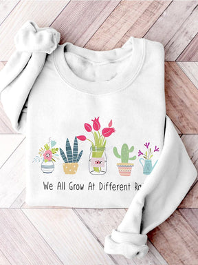 Teacher Kindergarten Primary School Floral Print Casual Sweatshirt