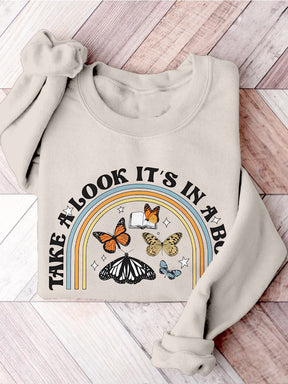 Take A Look, It's In A Book, Rainbow Funny Teacher Appreciation Print Casual Sweatshirt